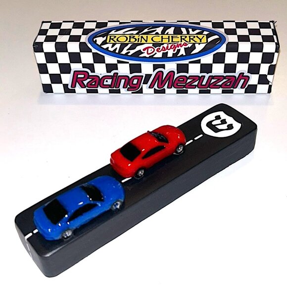 New Custom Handmade 3D Racing Mezuzah with Matching Checkerboard Gift Box - Picture 3 of 7
